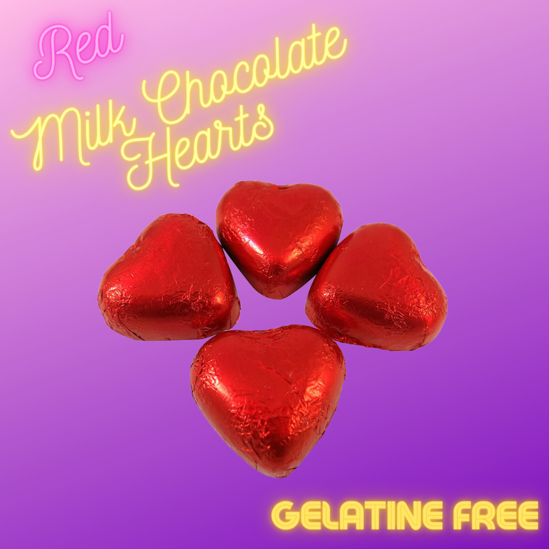 Red Milk Chocolate Hearts (100g)