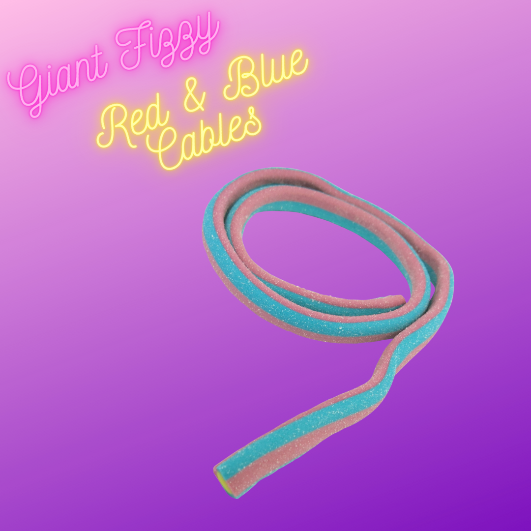Giant Fizzy Red & Blue Cables (Each) – My Sweeties Sweet Shop